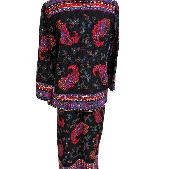 Carlisle 2 PC Silk Wool Black Floral skirt & Jacket Set Suit NWOT Sz 12 - Picture 6 of 8